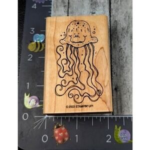 Stampin' Up! Happy Jellyfish Squid 2003 Rubber Stamp Wood #A36
